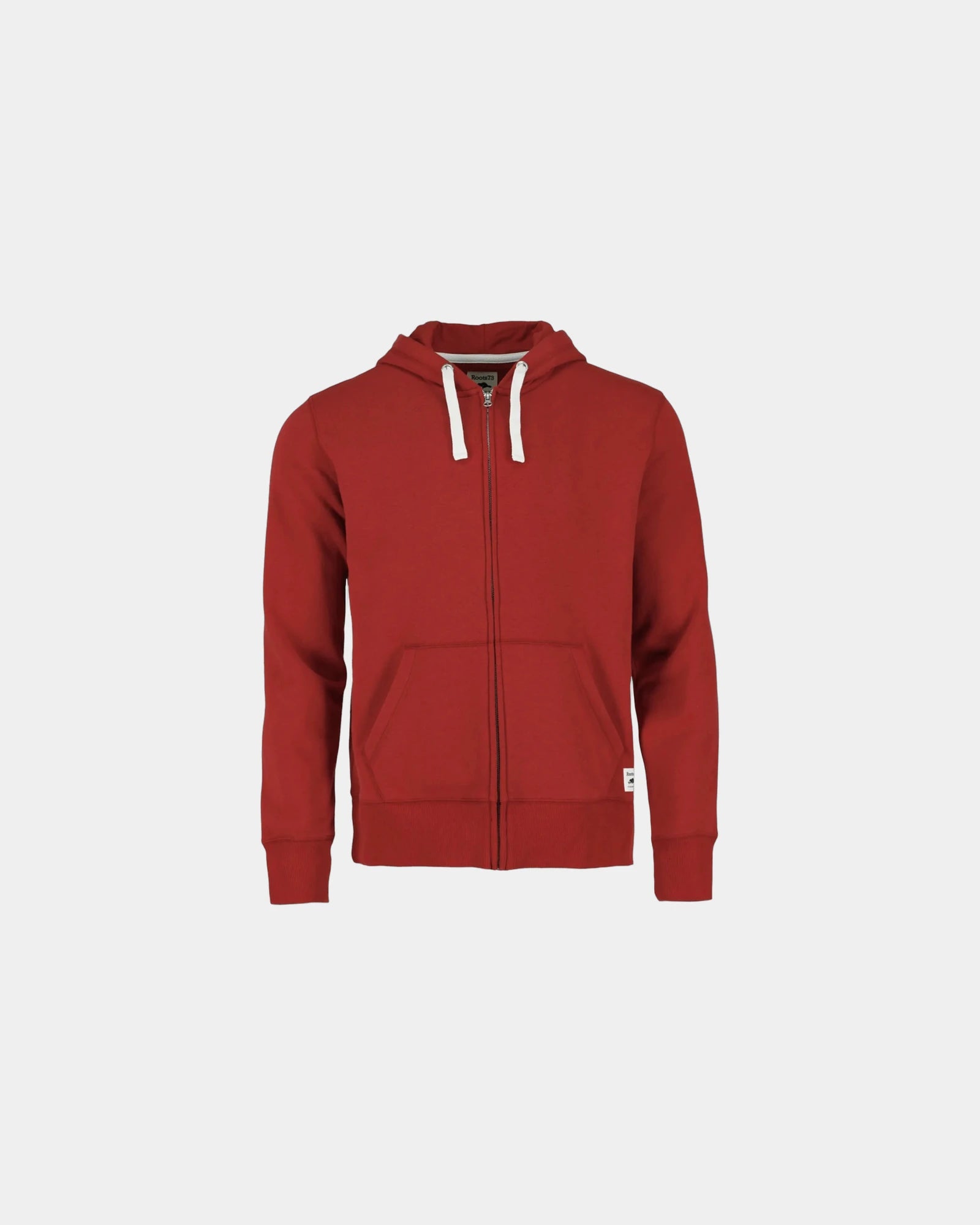 Custom sueded fleece full-zip hoody for men - Dark Red (372)